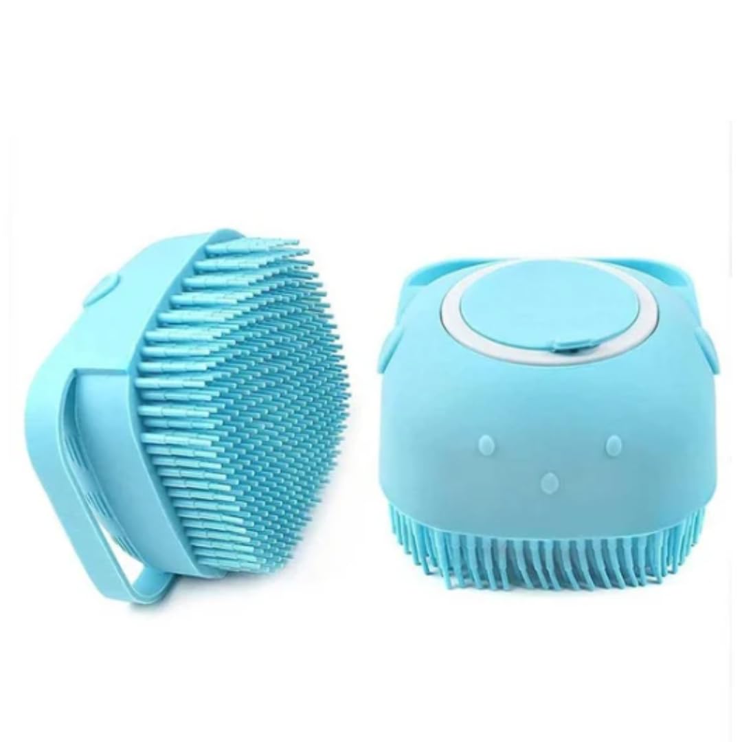 ZOIVANE Dog Bath Brush | Soft Silicone Bristles Pet Grooming/Bathing & Massage Brushes | Dog & Cat Accessories | Labrador, German Shepherd, Golden Retriever | Shampoo Dispenser Washing