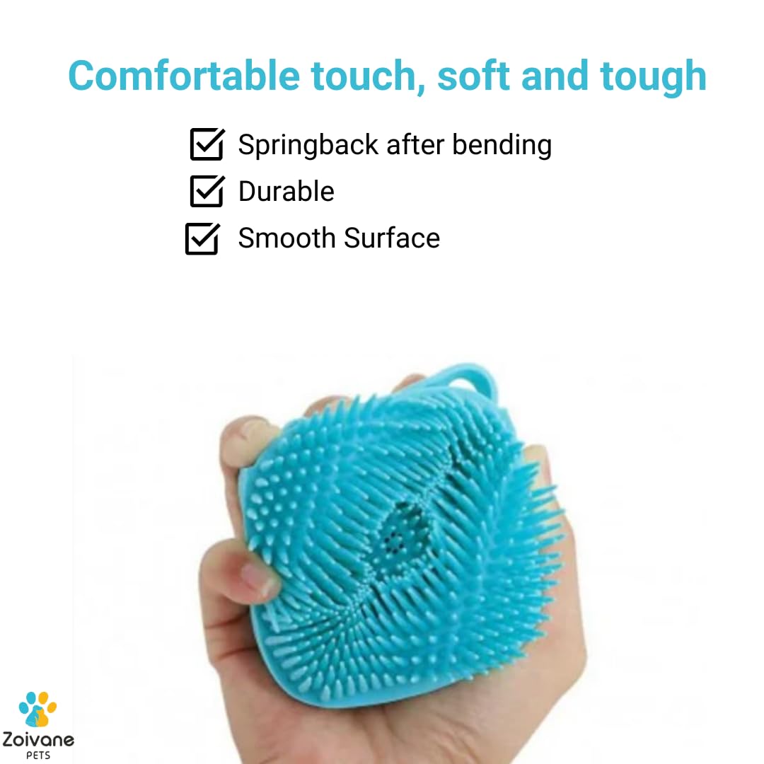 ZOIVANE Dog Bath Brush | Soft Silicone Bristles Pet Grooming/Bathing & Massage Brushes | Dog & Cat Accessories | Labrador, German Shepherd, Golden Retriever | Shampoo Dispenser Washing - Image 2