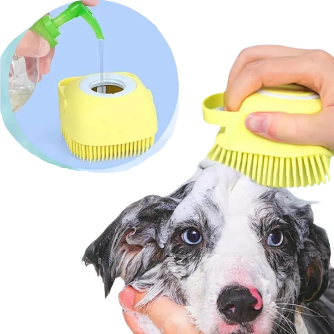 ZOIVANE Dog Bath Brush | Soft Silicone Bristles Pet Grooming/Bathing & Massage Brushes | Dog & Cat Accessories | Labrador, German Shepherd, Golden Retriever | Shampoo Dispenser Washing - Image 5