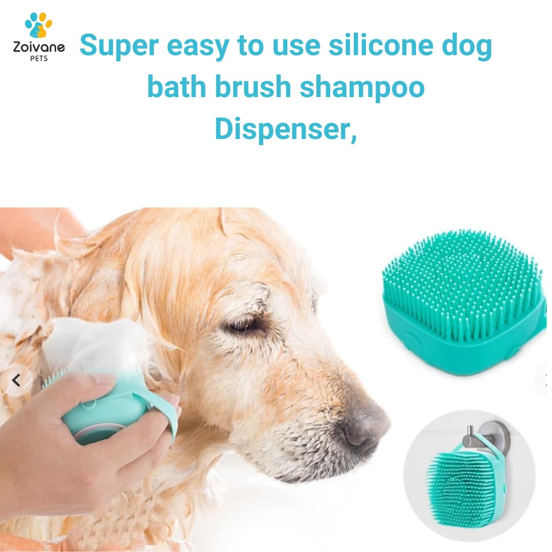 ZOIVANE Dog Bath Brush | Soft Silicone Bristles Pet Grooming/Bathing & Massage Brushes | Dog & Cat Accessories | Labrador, German Shepherd, Golden Retriever | Shampoo Dispenser Washing - Image 6